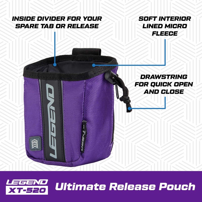 LEGEND XT520 Quick Release Pouch & Finger Tab Bag (Purple) | Interior Divider for Better Organization & Storage of Release Aids | Attaches to Standard 2" Belt | Quick Drawstring Closure - Image 3